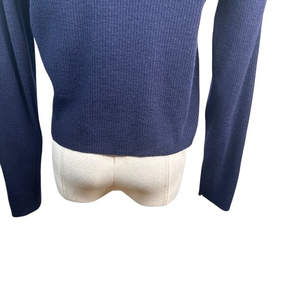 Banana Republic Navy Blue Medium Merino Wool Zip Collar Sweater Jacket - Picture 9 of 11